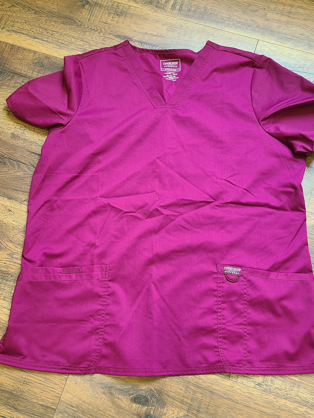 Cherokee V-neck Scrub Top in Berry Plum